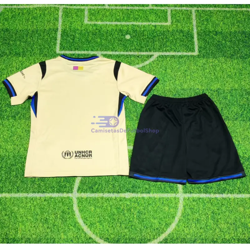 Camiseta Barcelona 2025/2026 2ª Equipación Oro Niño Kit