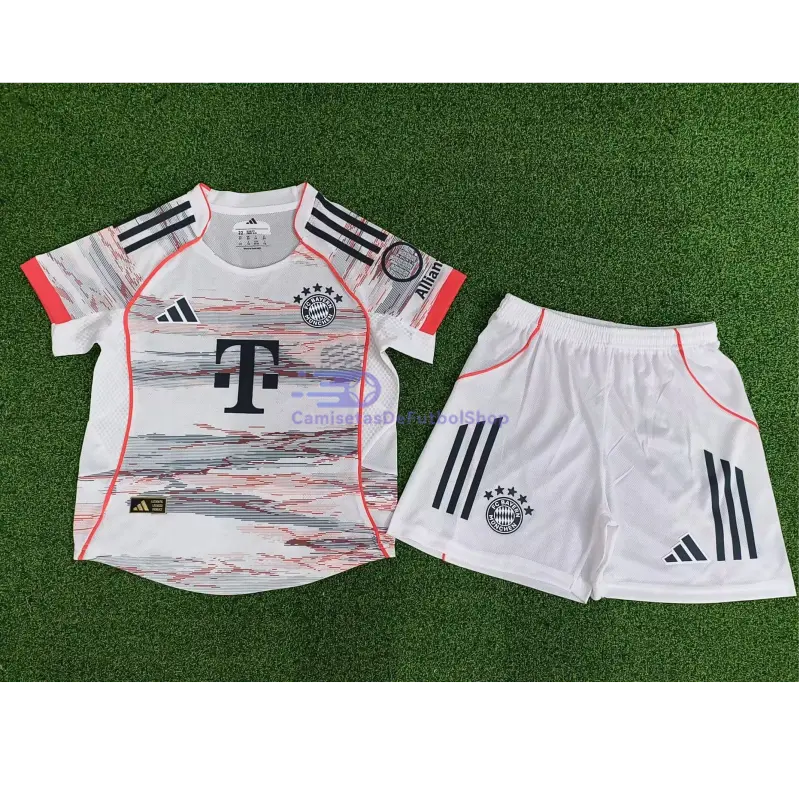 Camiseta Bayern Múnich 2025/2026 2ª Equipación Blanco Niño Kit (EDICIÓN JUGADOR)
