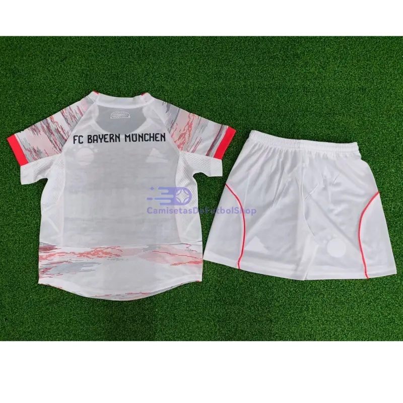 Camiseta Bayern Múnich 2025/2026 2ª Equipación Blanco Niño Kit (EDICIÓN JUGADOR)