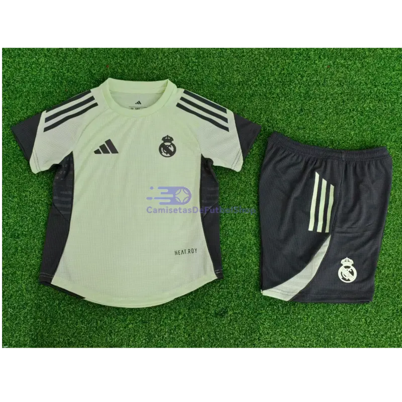 Camiseta de Entrenamiento Real Madrid 2025/2026 Verde/Gris Niño Kit (EDICIÓN JUGADOR)