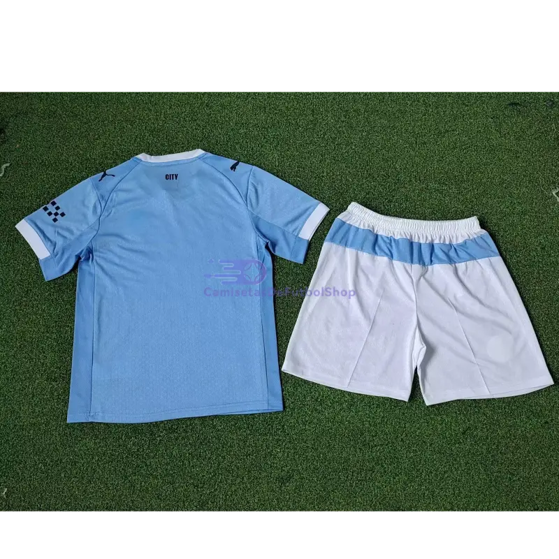 Camiseta Manchester City 2025/2026 1ª Equipación Azul/Blanco Niño Kit (EDICIÓN JUGADOR)