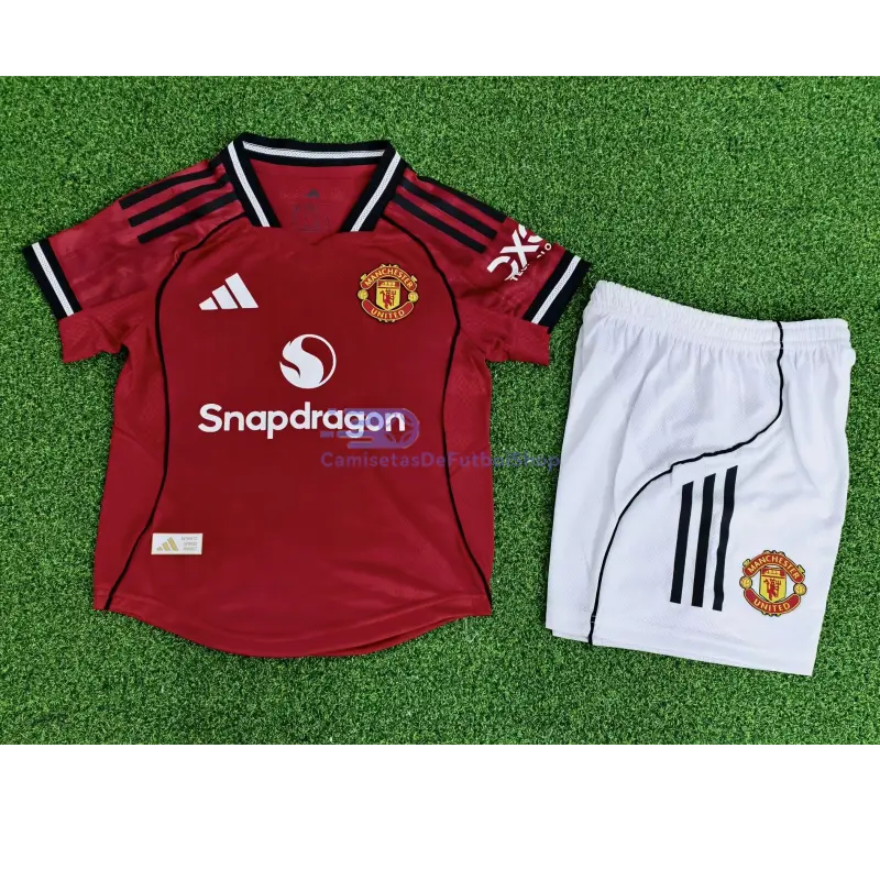 Camiseta Manchester United 2025/2026 1ª Equipación Rojo Niño Kit (EDICIÓN JUGADOR)