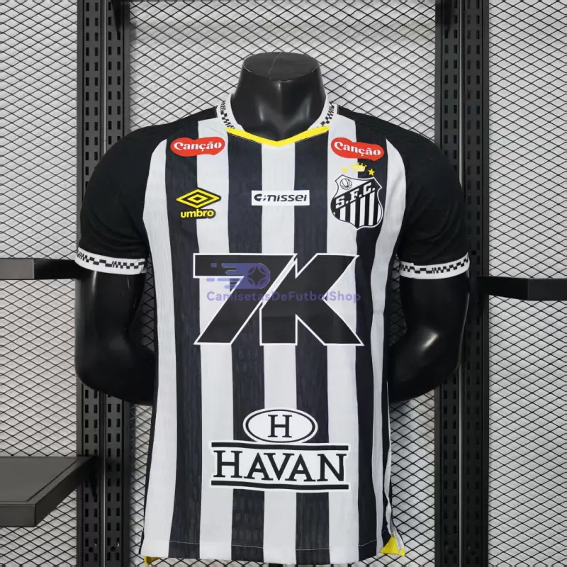 Camiseta Santos FC 2025/2026 2ª Equipación Negro/Blanco con Publicitario (EDICIÓN JUGADOR)