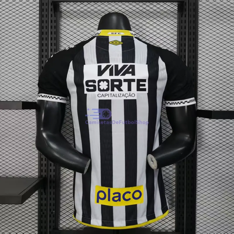 Camiseta Santos FC 2025/2026 2ª Equipación Negro/Blanco con Publicitario (EDICIÓN JUGADOR)
