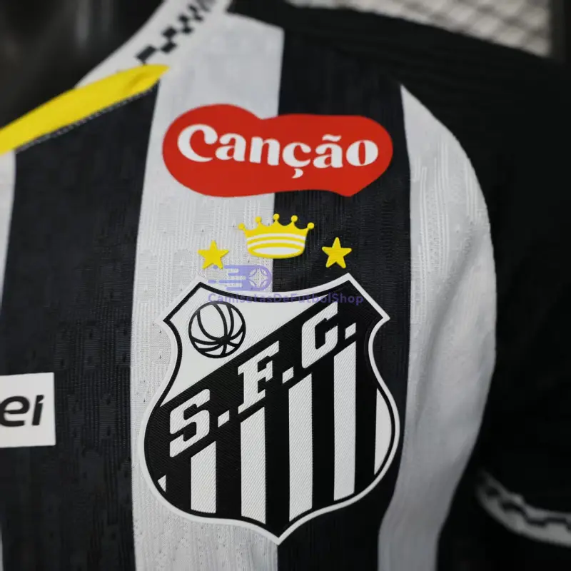 Camiseta Santos FC 2025/2026 2ª Equipación Negro/Blanco con Publicitario (EDICIÓN JUGADOR)