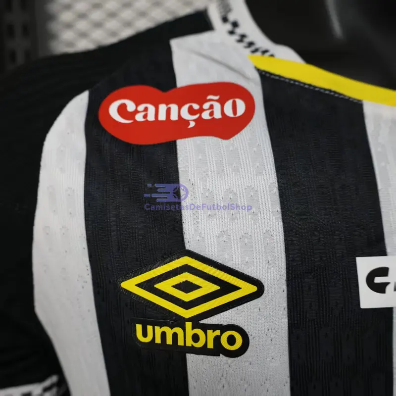 Camiseta Santos FC 2025/2026 2ª Equipación Negro/Blanco con Publicitario (EDICIÓN JUGADOR)