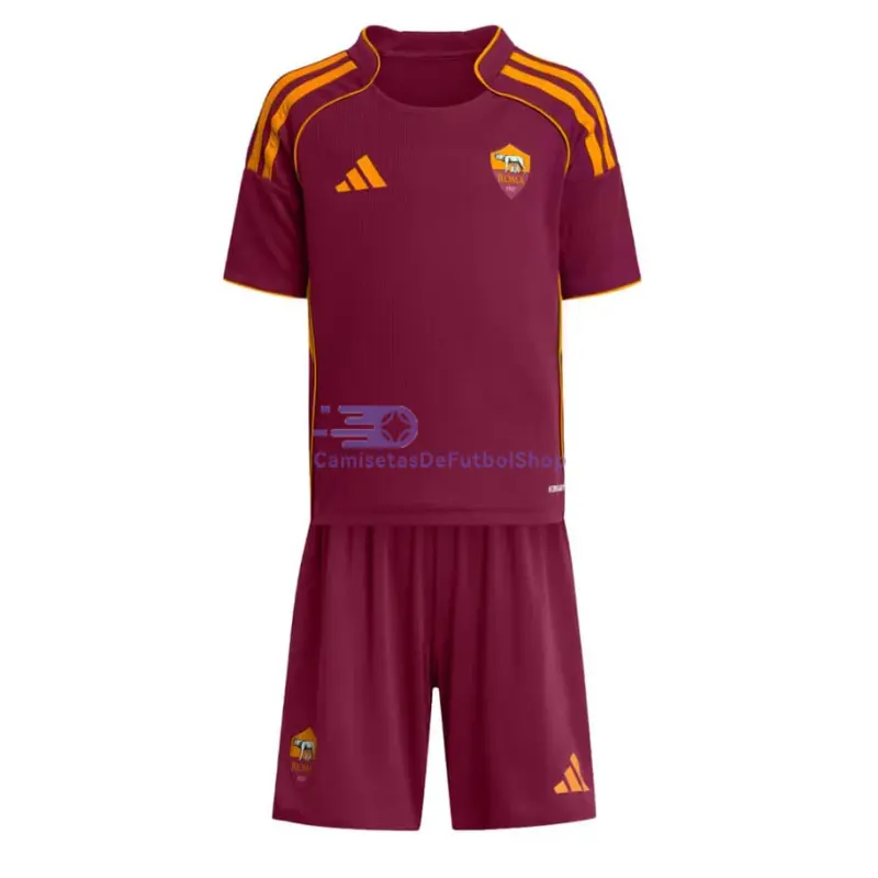 Camiseta AS Roma 2025/2026 1ª Equipación Rojo Oscuro Niño Kit
