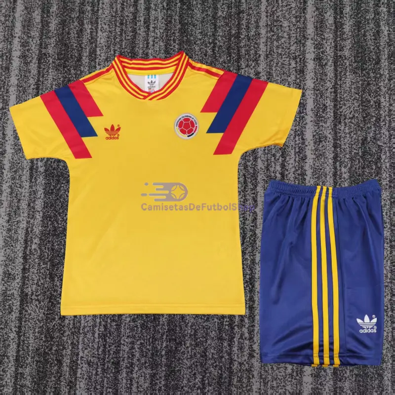 Camiseta Colombia 1990 1ª Equipación Retro Amarillo Niño Kit