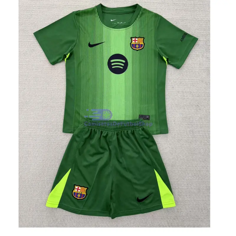 Camiseta de Portero Barcelona 2025/2026 Verde Niño Kit