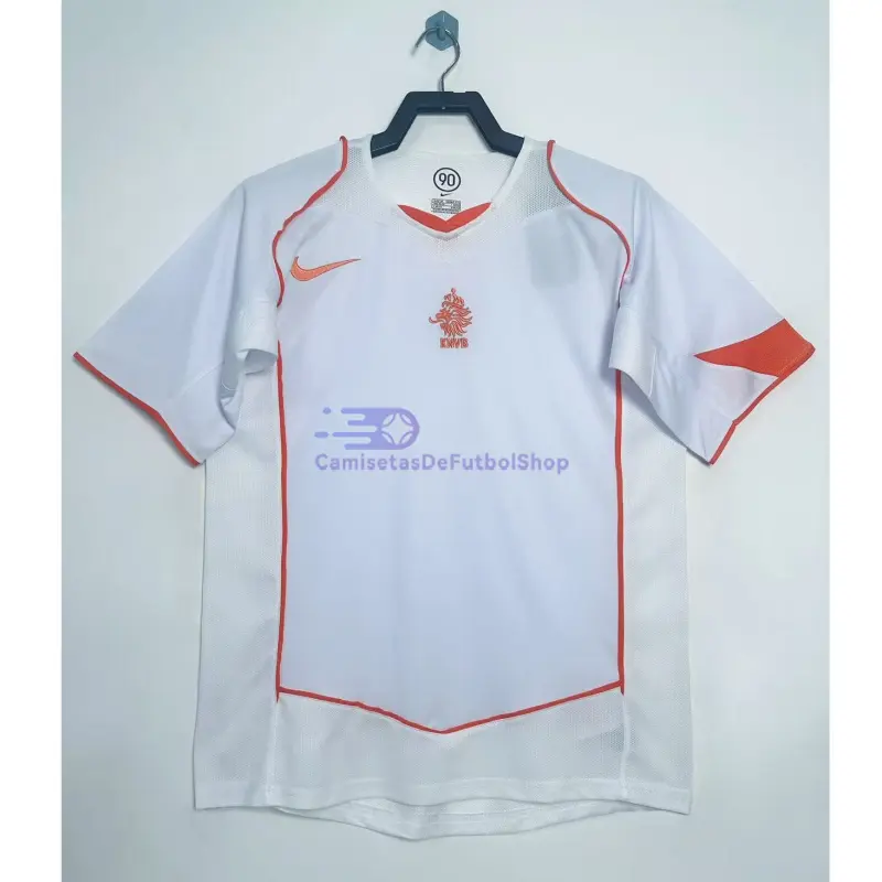 Camiseta Holanda 2004 2ª Equipación Retro Blanco