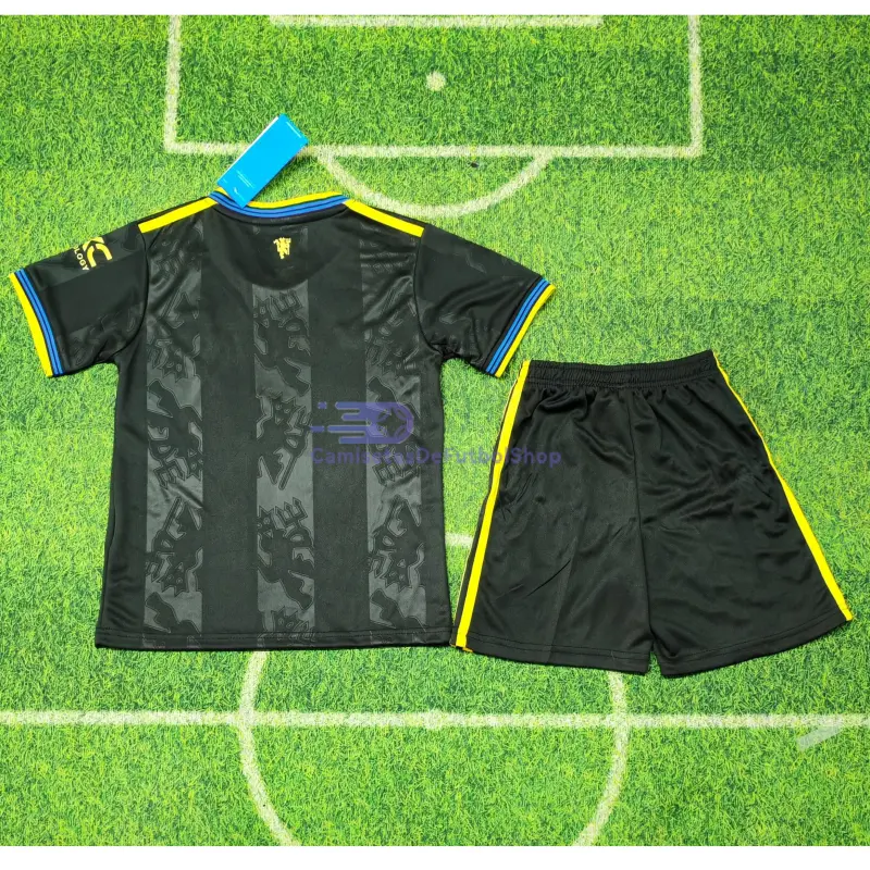 Camiseta Manchester United 2025/2026 3ª Equipación Negro Niño Kit