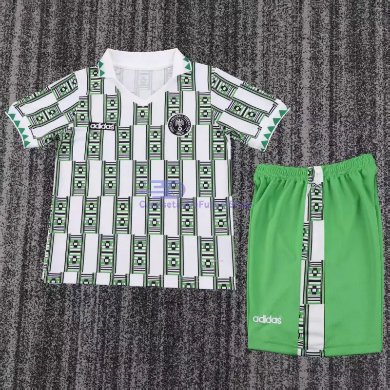 Camiseta Nigeria 1994 2ª Equipación Retro Verde/Blanco Niño Kit