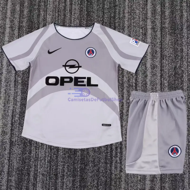 Camiseta PSG 2001/02 2ª Equipación Retro Gris Niño Kit