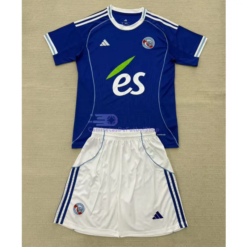 Camiseta Racing Strasbourg 2025/2026 1ª Equipación Azul Niño Kit
