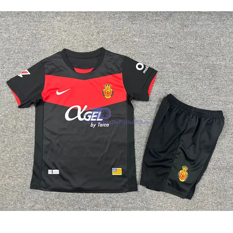 Camiseta RCD Mallorca 2025/2026 3ª Equipación Negro Niño Kit con Parche La Liga