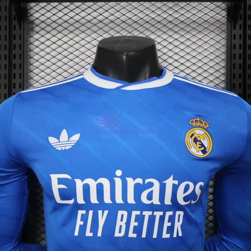 Camiseta Real Madrid 2025/2026 3ª Equipación ML Azul con Parche HP (EDICIÓN JUGADOR)