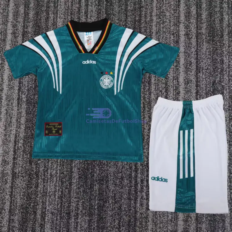 Camiseta Alemania 1996 2ª Equipación Retro Verde Niño Kit