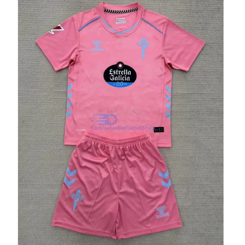Camiseta Celta de Vigo 2025/2026 3ª Equipación Rosa Niño Kit con Parche La Liga