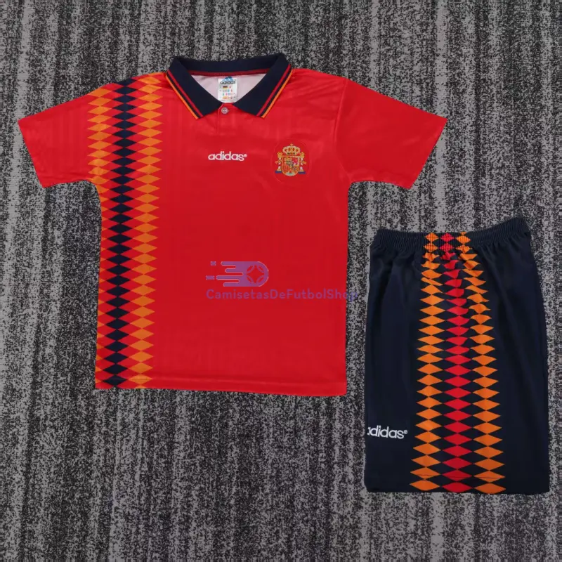 Camiseta España 1994 1ª Equipación Retro Rojo Niño Kit