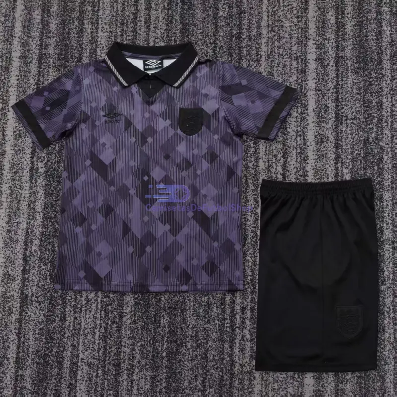Camiseta Inglaterra Retro 1990 Edición Especial Negro/Gris Niño Kit