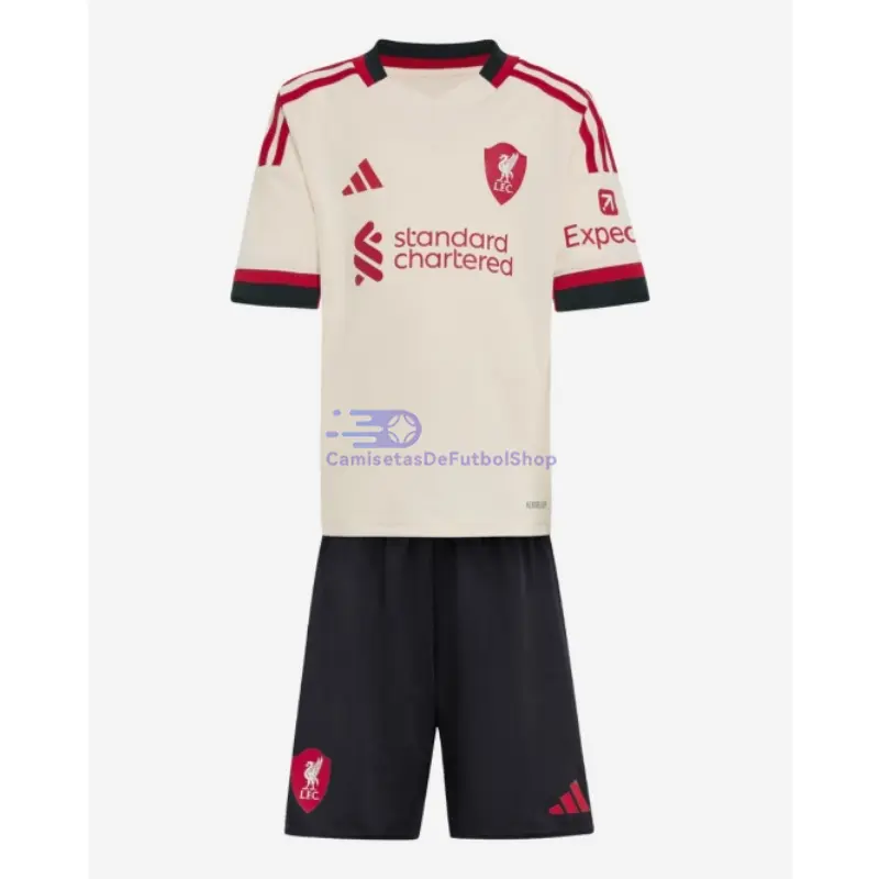 Camiseta Liverpool 2025/2026 2ª Equipación Blanco Niño Kit