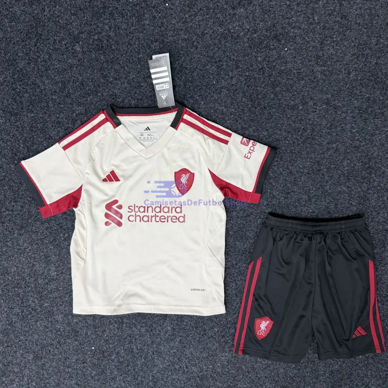 Camiseta Liverpool 2025/2026 2ª Equipación Blanco Niño Kit