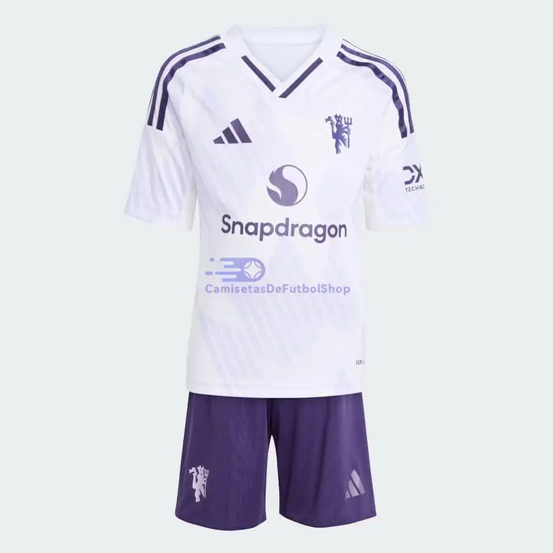 Camiseta Manchester United 2025/2026 2ª Equipación Blanco Niño Kit