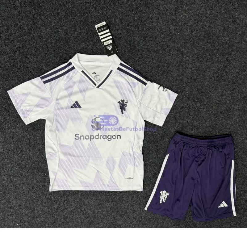 Camiseta Manchester United 2025/2026 2ª Equipación Blanco Niño Kit