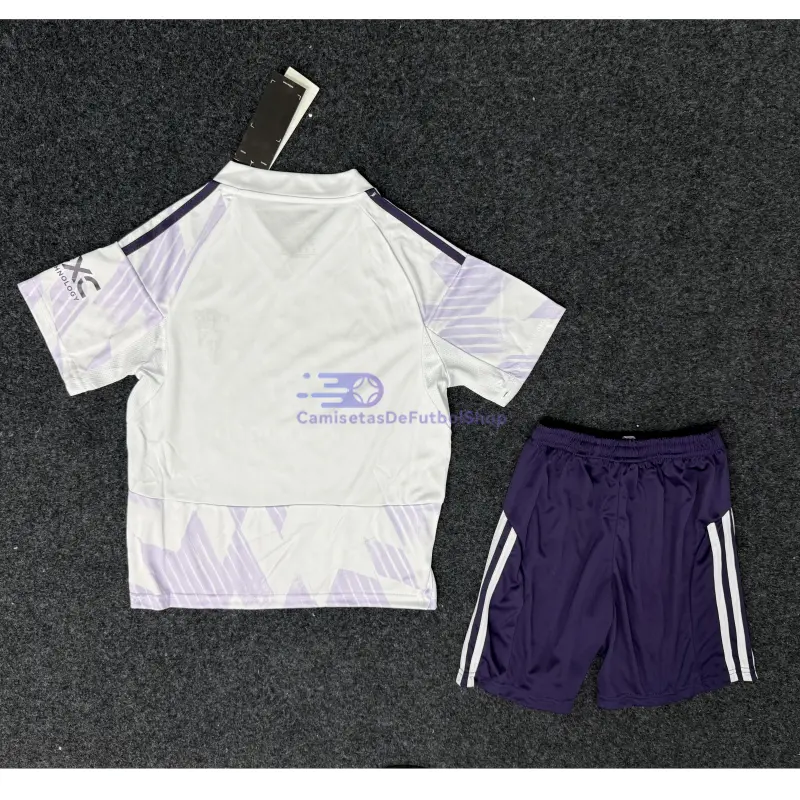 Camiseta Manchester United 2025/2026 2ª Equipación Blanco Niño Kit