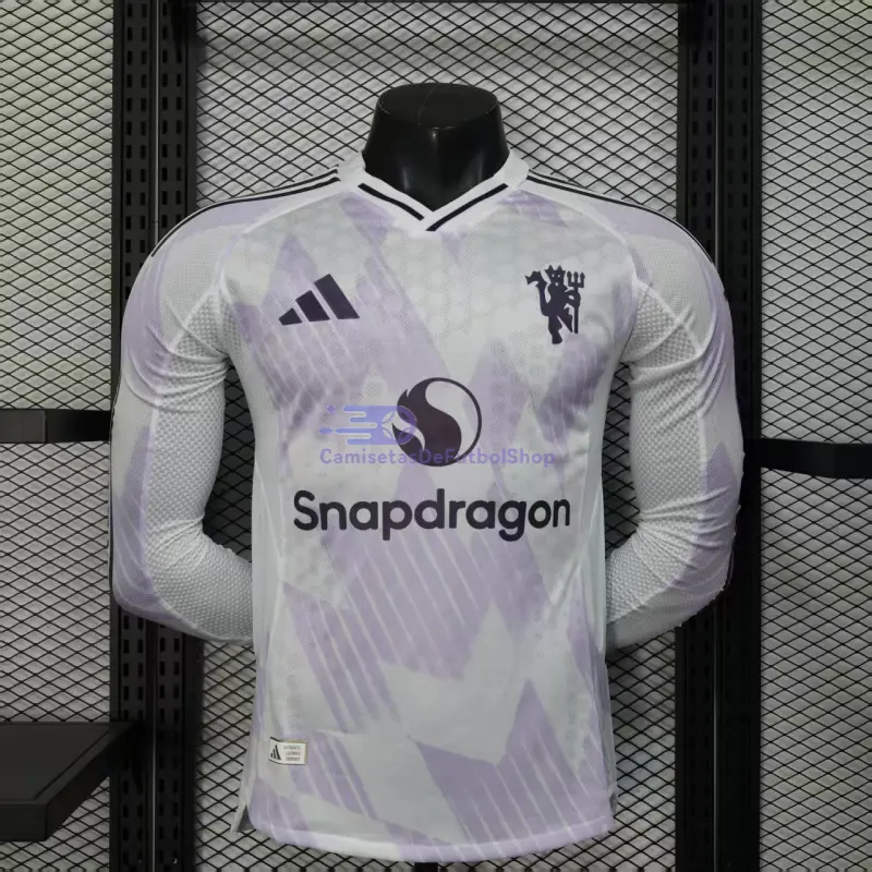 Camiseta Manchester United 2025/2026 2ª Equipación ML Blanco (EDICIÓN JUGADOR)