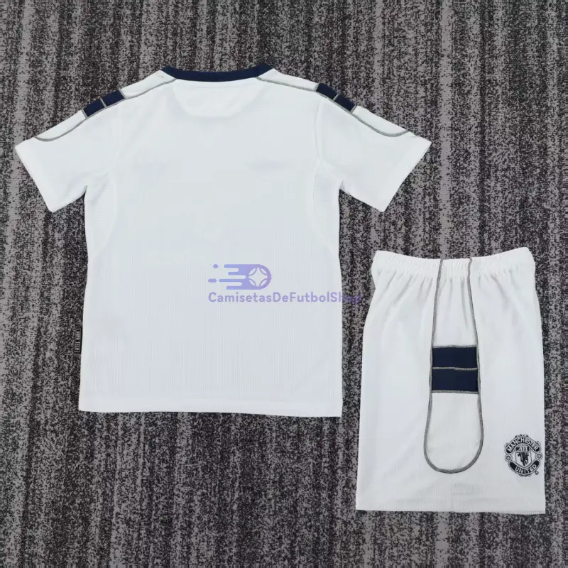 Camiseta Manchester United 2000/01 2ª Equipación Retro Blanco Niño Kit