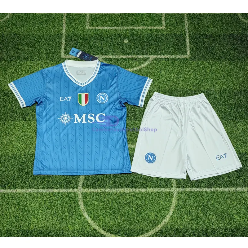 Camiseta Napoli 2025/2026 1ª Equipación Azul Niño Kit