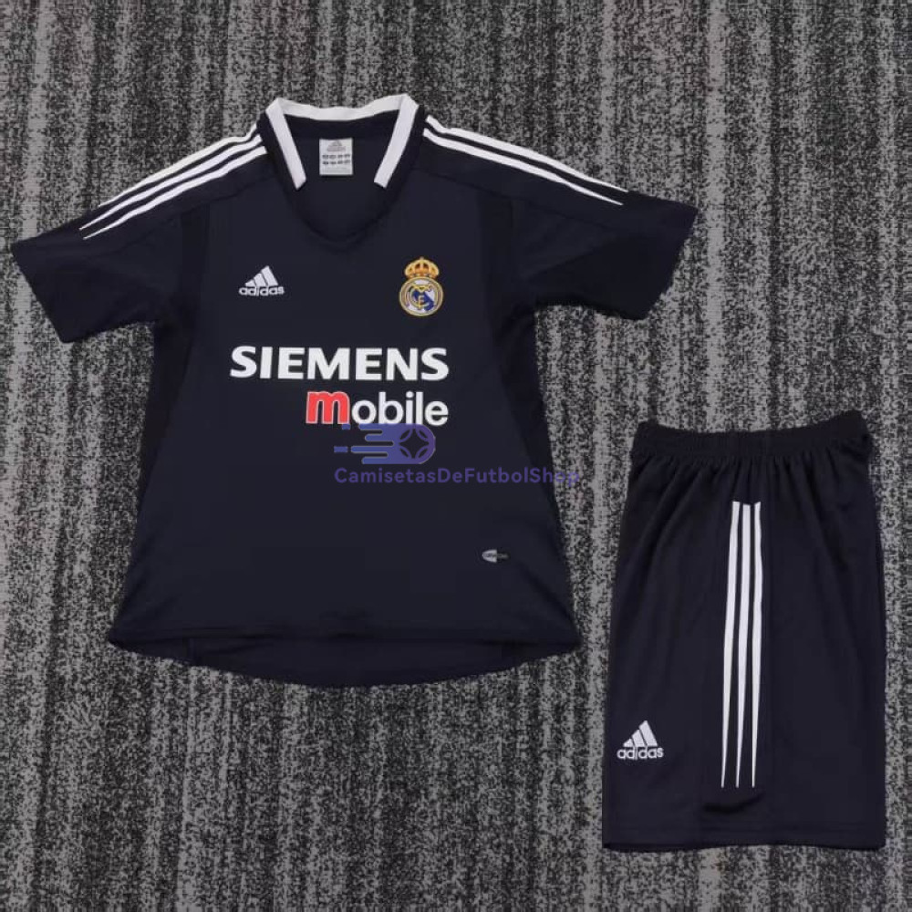Camiseta Real Madrid 2004/05 2ª Equipación Retro Negro Niño Kit
