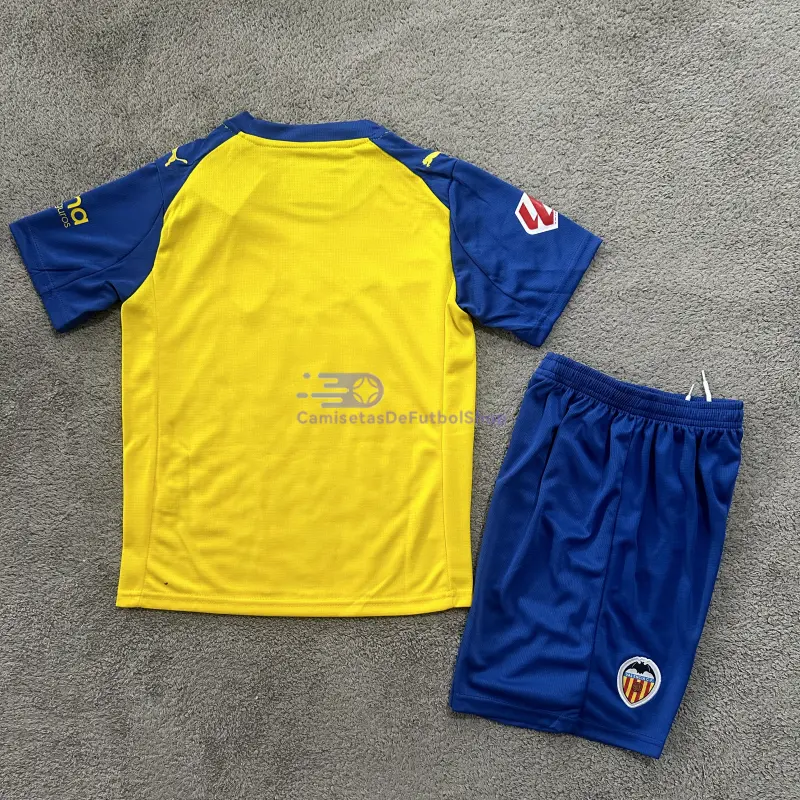 Camiseta Valencia 2025/2026 3ª Equipación Amarillo/Rojo/Azul Niño Kit con Parche La Liga