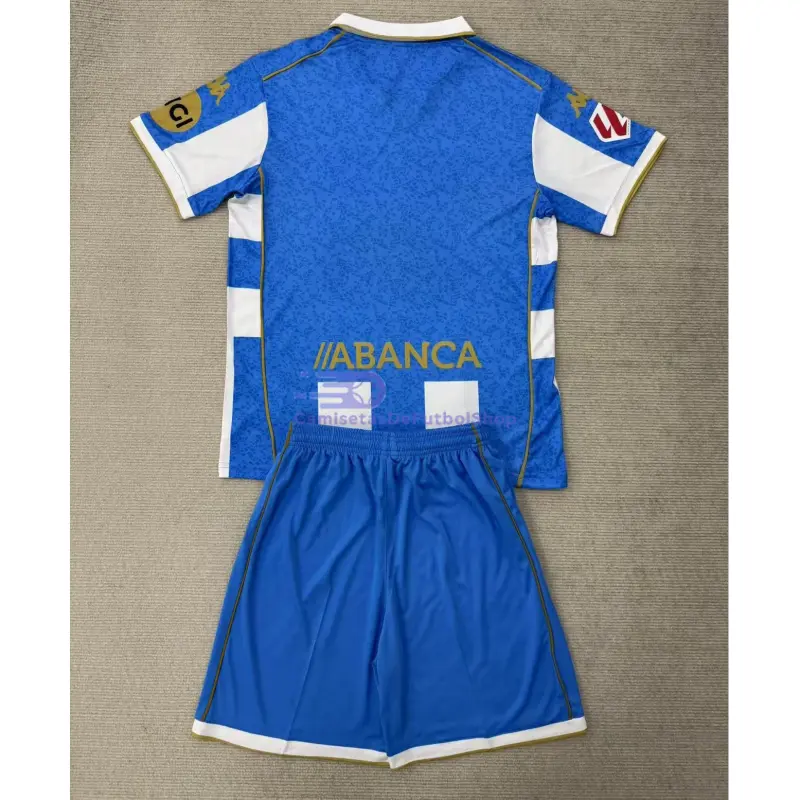 Camiseta Deportivo de La Coruña 2025/2026 1ª Equipación  Blanco/Azul con Parche La Liga Niño Kit