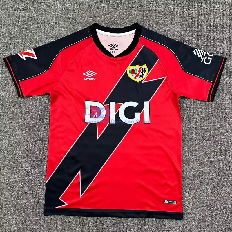 Camiseta Rayo Vallecano 2025/2026 2ª Equipación Rojo/Negro con Parche La Liga