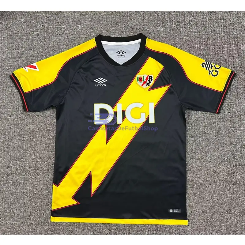 Camiseta Rayo Vallecano 2025/2026 3ª Equipación Negro/Amarillo con Parche La Liga