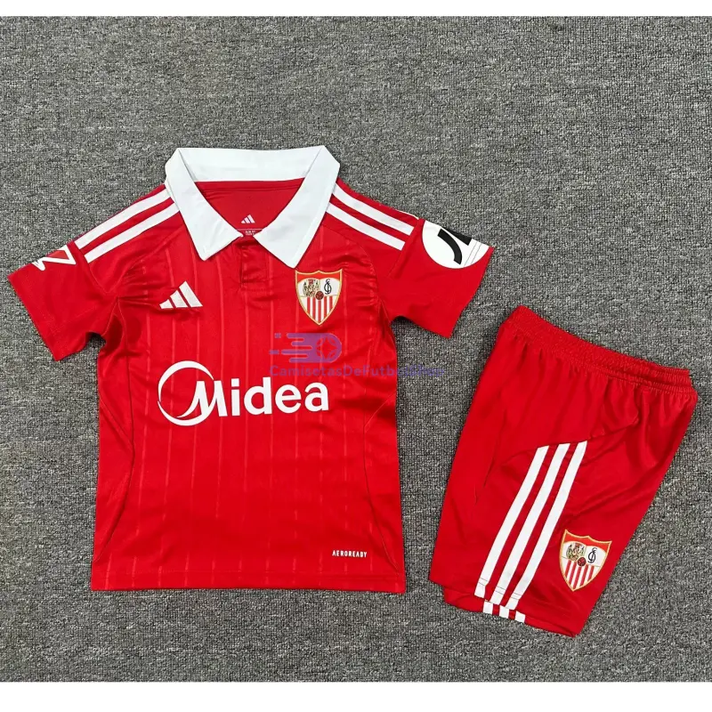 Camiseta Sevilla 2025/2026 2ª Equipación Rojo Niño Kit con Parche La Liga
