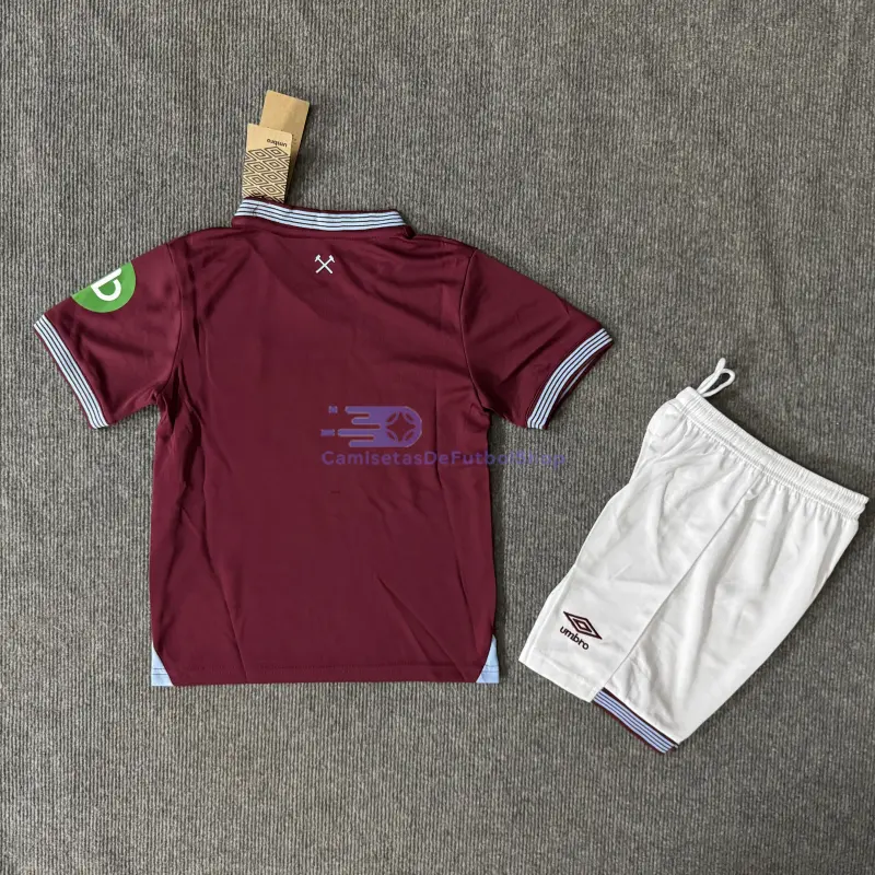 Camiseta West Ham United 2025/2026 1ª Equipación Rojo Oscuro Niño Kit
