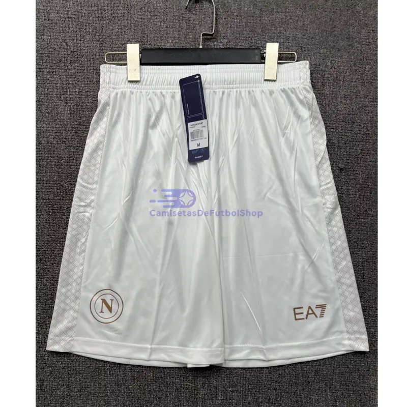 Pantalón Corto Napoli 2025/2026 2ª Equipación Blanco/Dorado