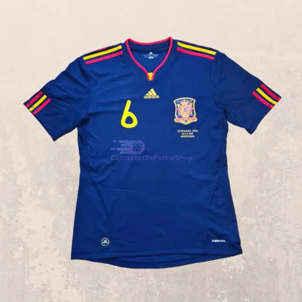 Camiseta A.INIESTA 6 España 2010 2ª Equipación Retro