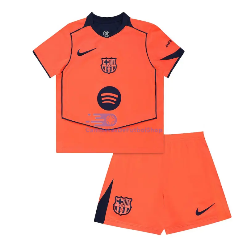 Camiseta Barcelona 2025/2026 3ª Equipación Naranja Niño Kit