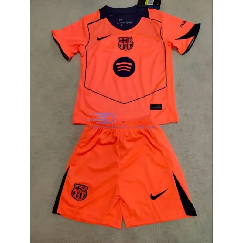 Camiseta Barcelona 2025/2026 3ª Equipación Naranja Niño Kit