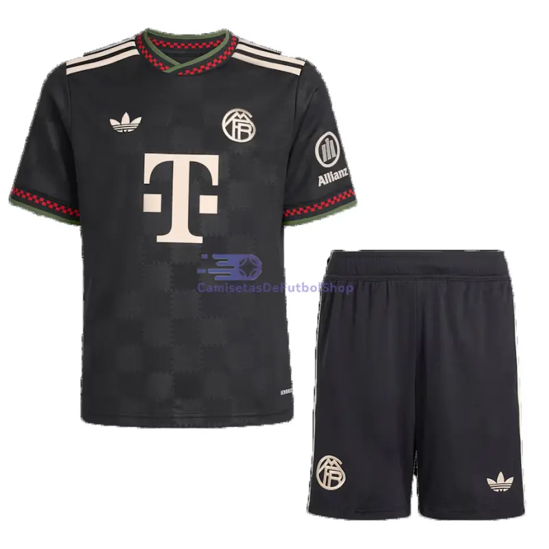 Camiseta Bayern Múnich 2025/2026 3ª Equipación Negro Niño Kit