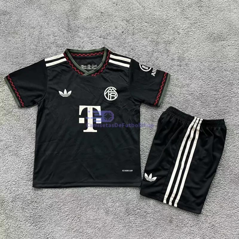 Camiseta Bayern Múnich 2025/2026 3ª Equipación Negro Niño Kit
