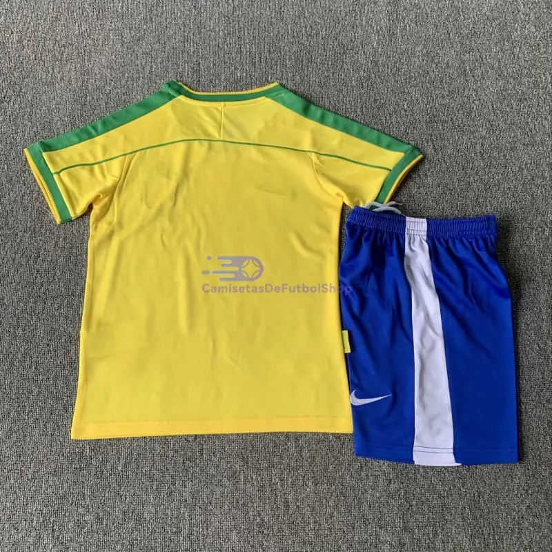 Camiseta Brasil 1998 1ª Equipación Retro Niño Kit