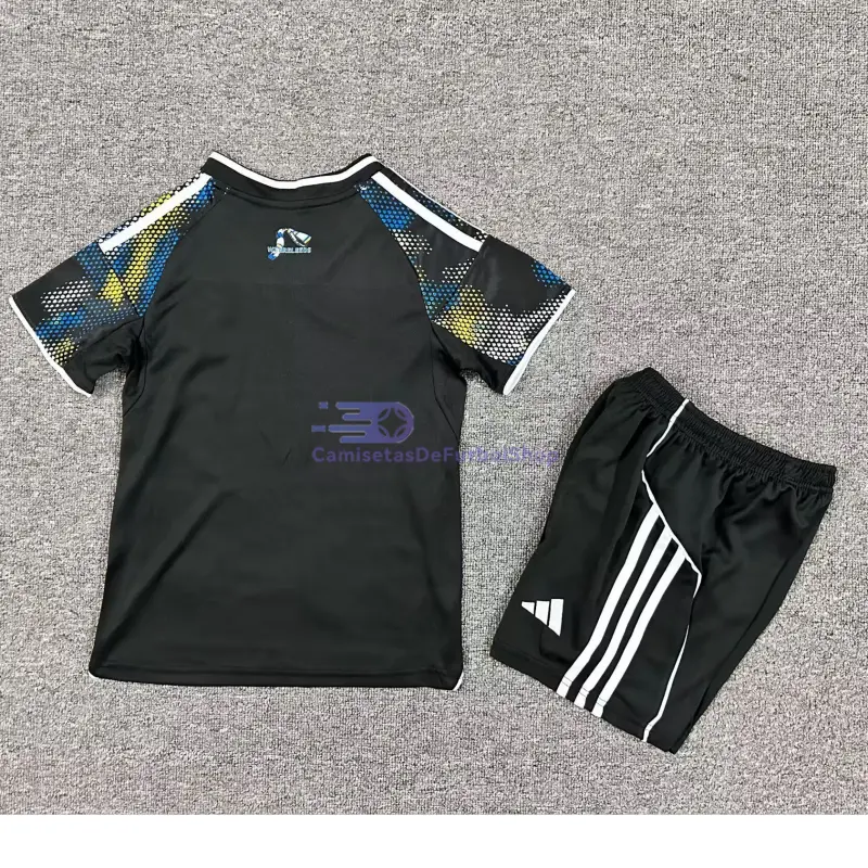 Camiseta Leeds United 2025/2026 3ª Equipación Negro/Azul/Amarillo Niño Kit