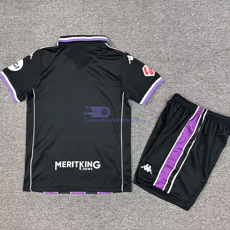 Camiseta Real Valladolid 2025/2026 2ª Equipación Morado/Negro Niño Kit con Parche La Liga