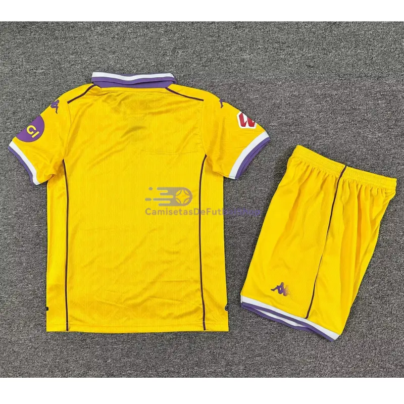 Camiseta Real Valladolid 2025/2026 3ª Equipación Amarillo Niño Kit con Parche La Liga