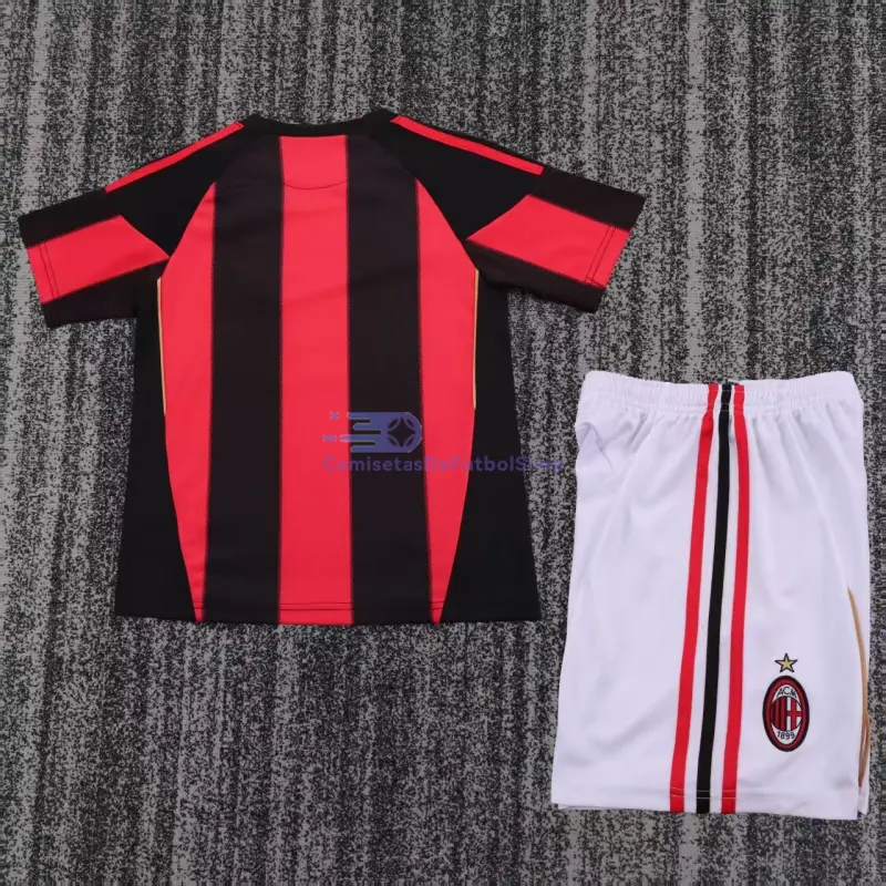 Camiseta AC Milan 2011/12 1ª Equipación Retro Negro/Rojo Niño Kit
